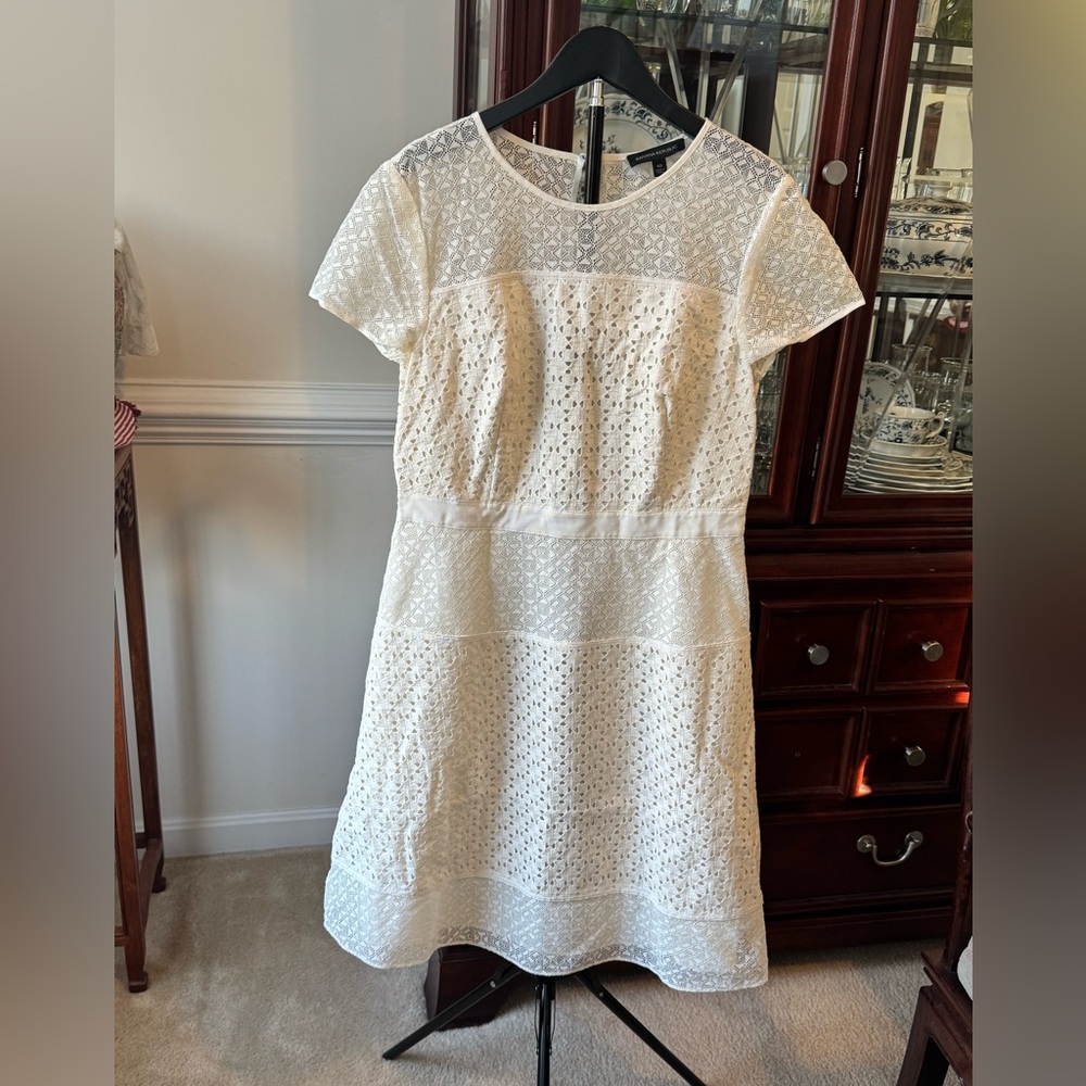 Banana Republic White/Ivory color Eyelet Midi Dress